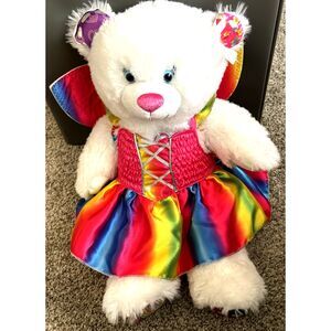 VTG. 2012 Build A Bear TWINKLE TOES Rainbow Fairy Wings w/ Dress Twinkling Ears